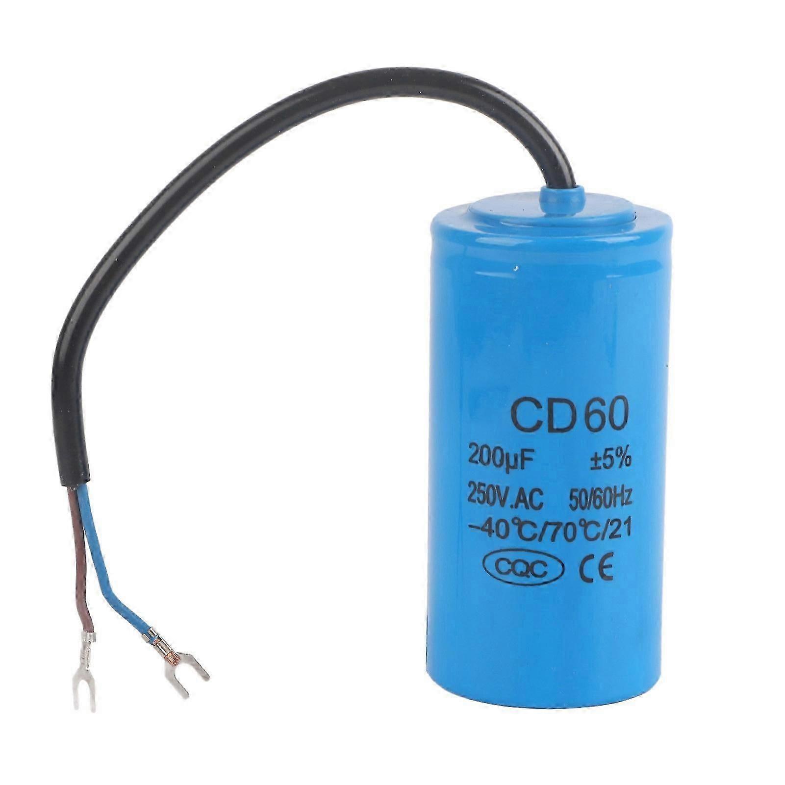 Run Capacitor 200uF 250V AC with Wire Lead - Ideal for Motor and Air Compressor