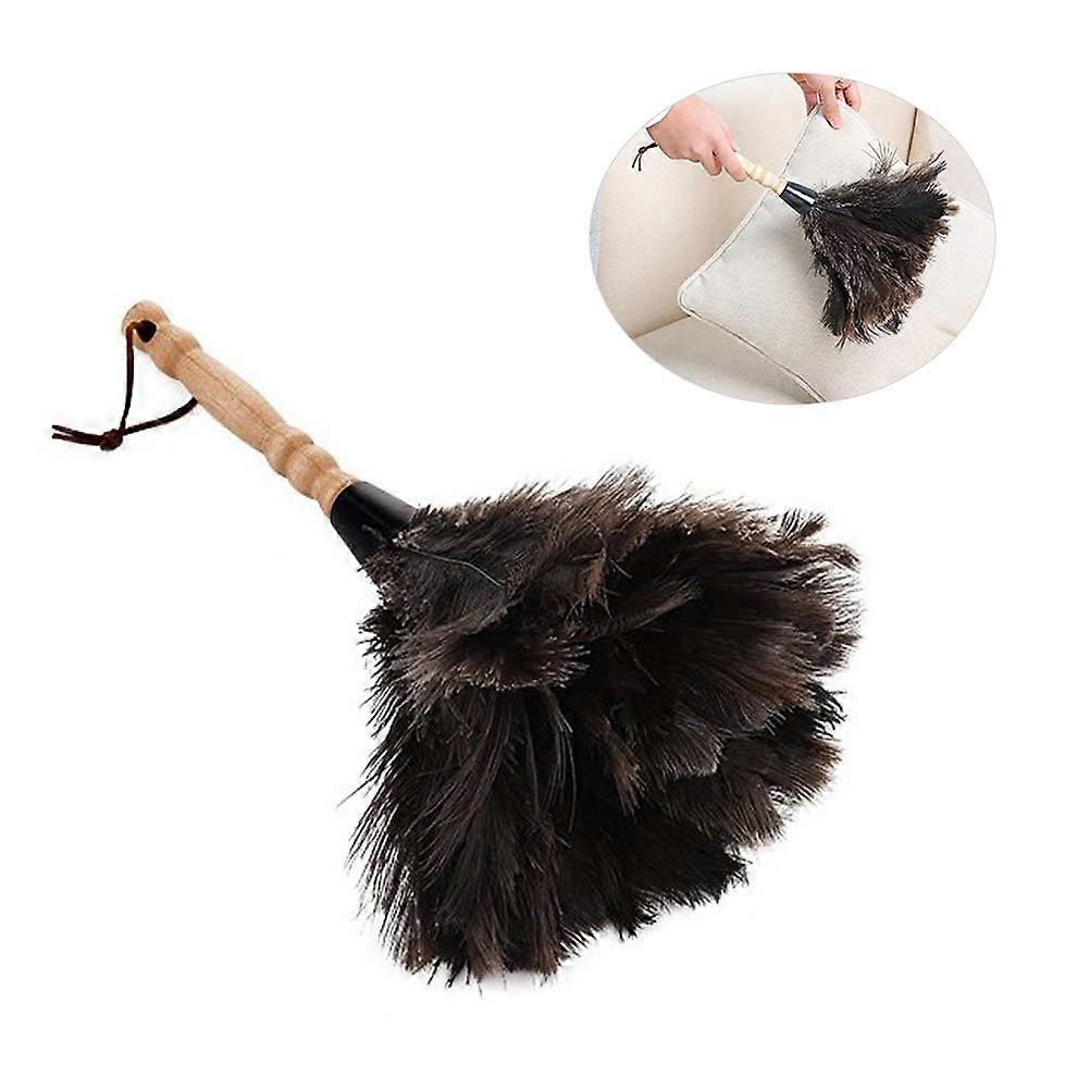 Feather Duster Washable Soft Antistatic Ostrich Feather Brush with Long Wooden Handle for Home and Auto Cleaning