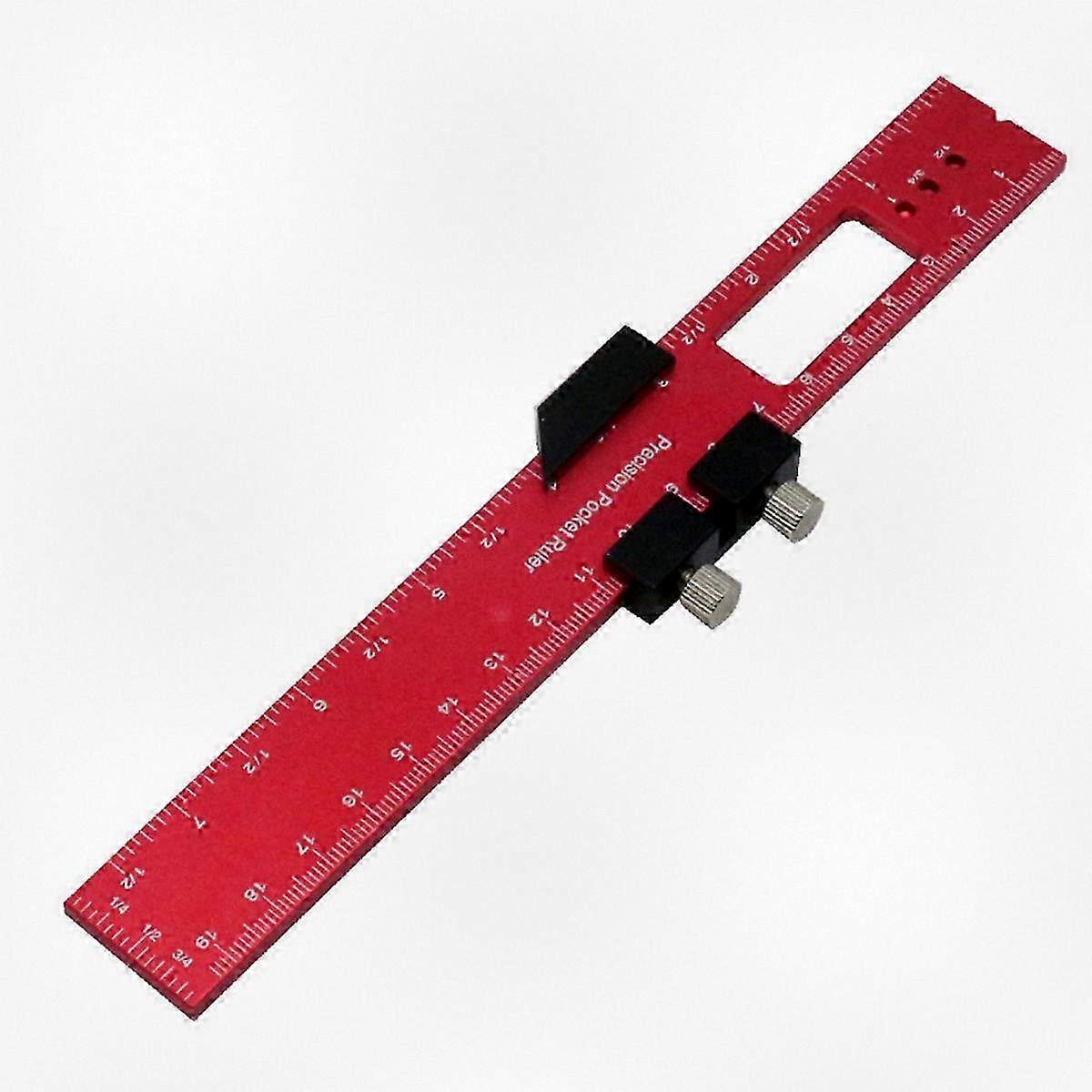 Pocket-Sized Aluminum Precision Ruler with Slide Stops for Woodworking - 200mm Measuring Tool