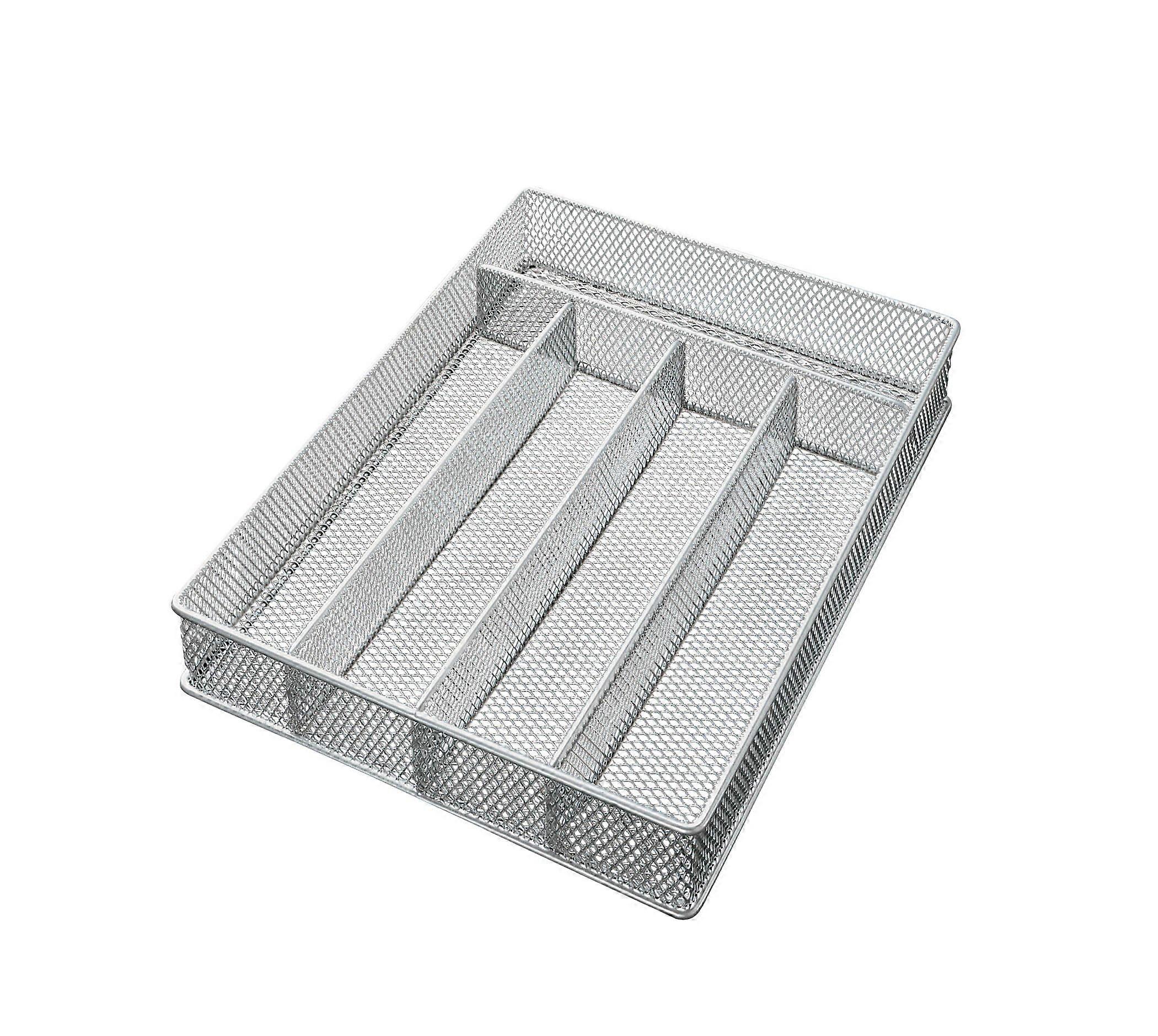 Mesh Silver Large In-Drawer Cutlery Organizer for Kitchen Drawers Large Size