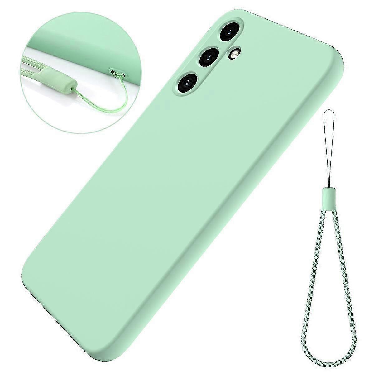 For Samsung Galaxy A55 5G Phone Case Soft Lining Liquid Silicone Protective Shell with Strap