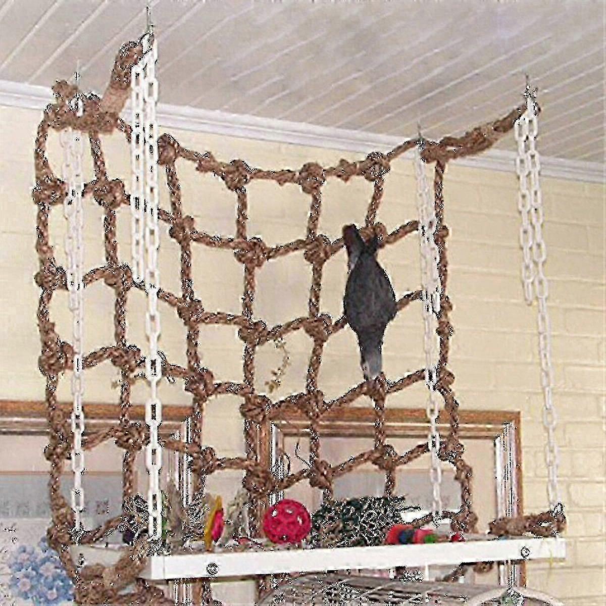 Pet Parrot Bird Net Cage Climbing Toy Swing Ladder Macaw Play Hanging Rope Hook