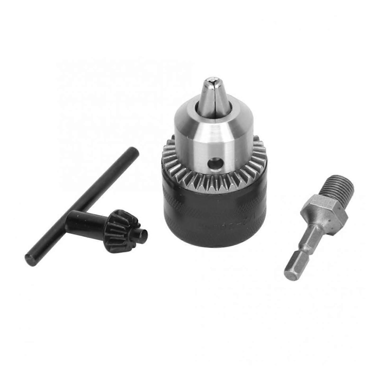 1/2-20UNF 1.5-13mm Key Type Drill Chuck W/ 1/4in Hex Shank Connecting Rod Adapter Electric Screwdriver Power Drill Convert Chuck Drill Chuck