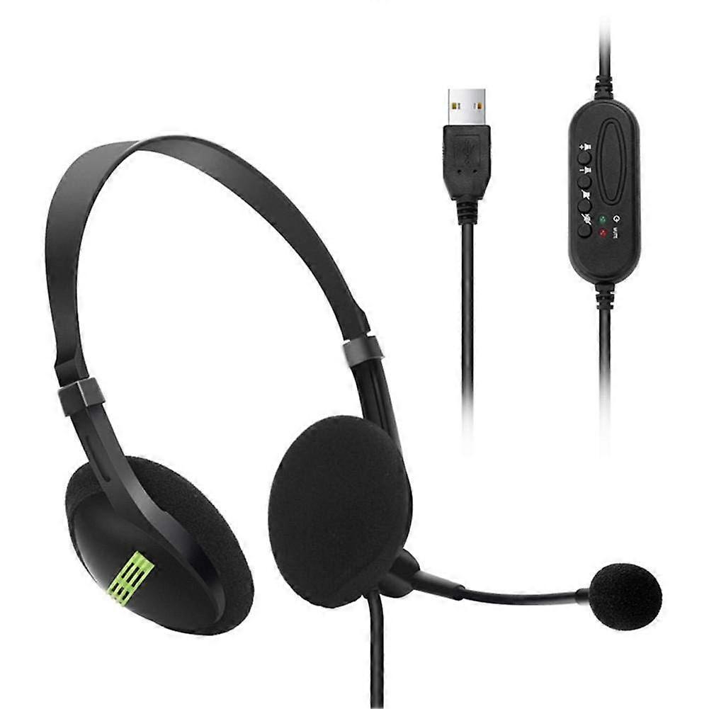 USB Gaming Headset with Flexible Microphone, Stereo Sound, On-Ear Design, Compatible with PC and Laptops