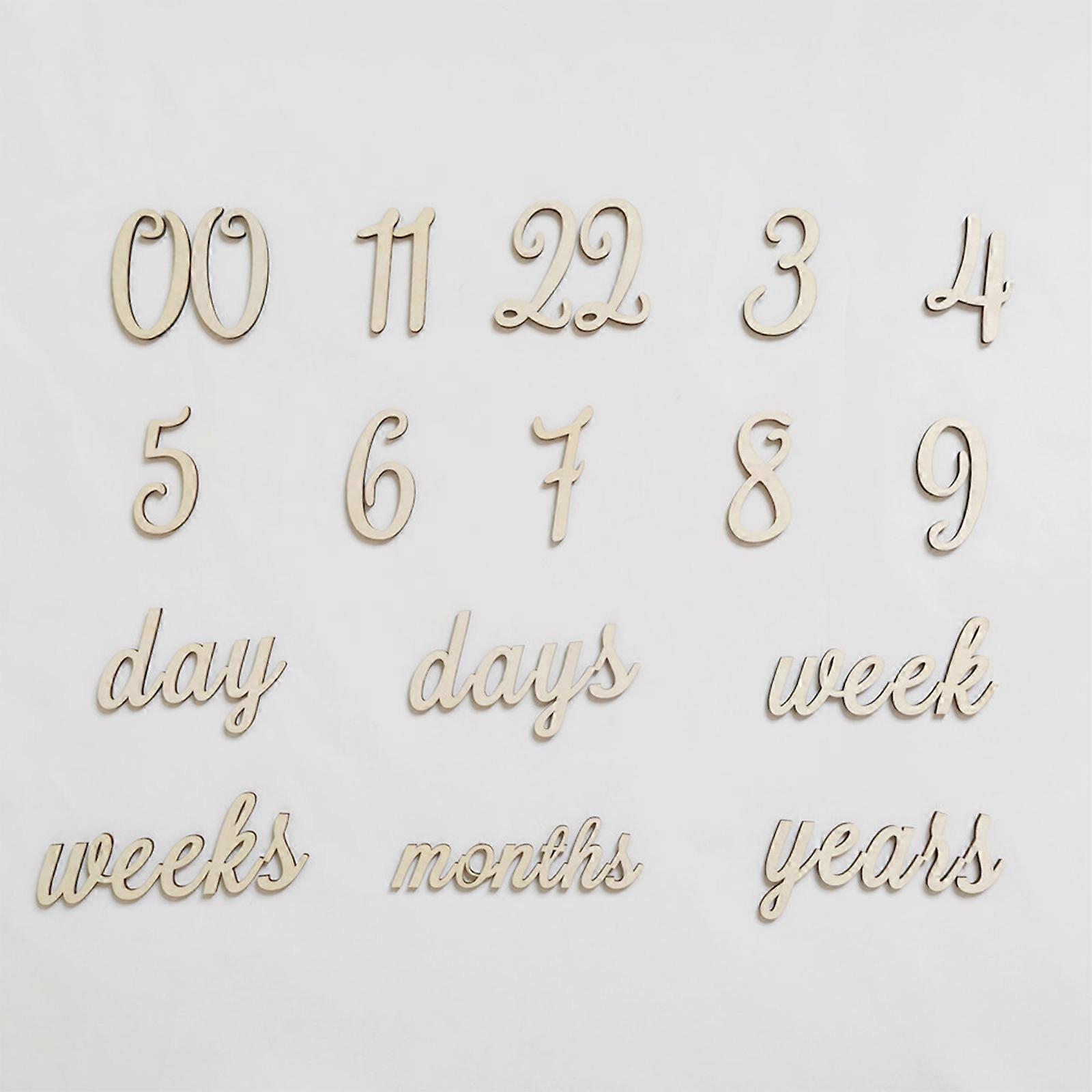 Newborn Wood Chip Card Photography Props Set Number Letters Date Props
