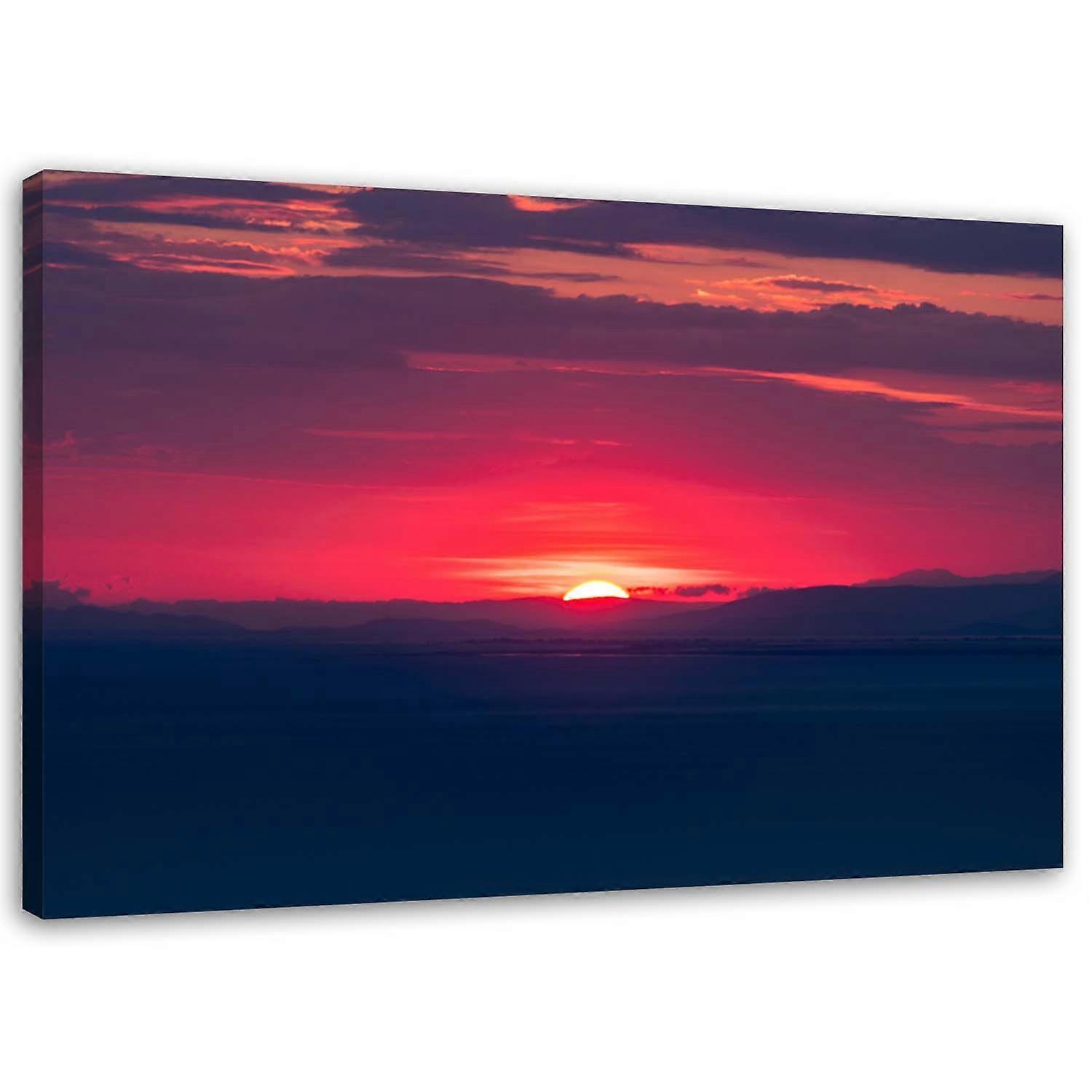 Impression sur toile, Coucher de soleil rose - 100x70