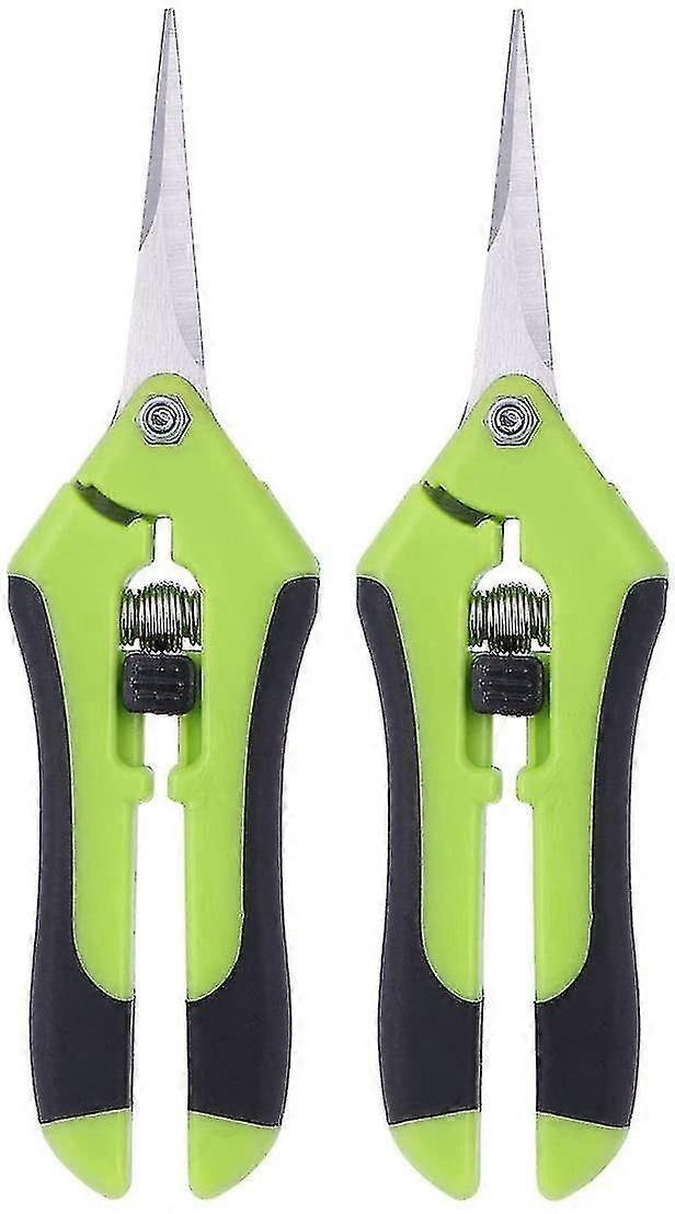 Set Of 2 Pruning Scissors Professional Stainless Steel Manual Pruning Scissors (green)