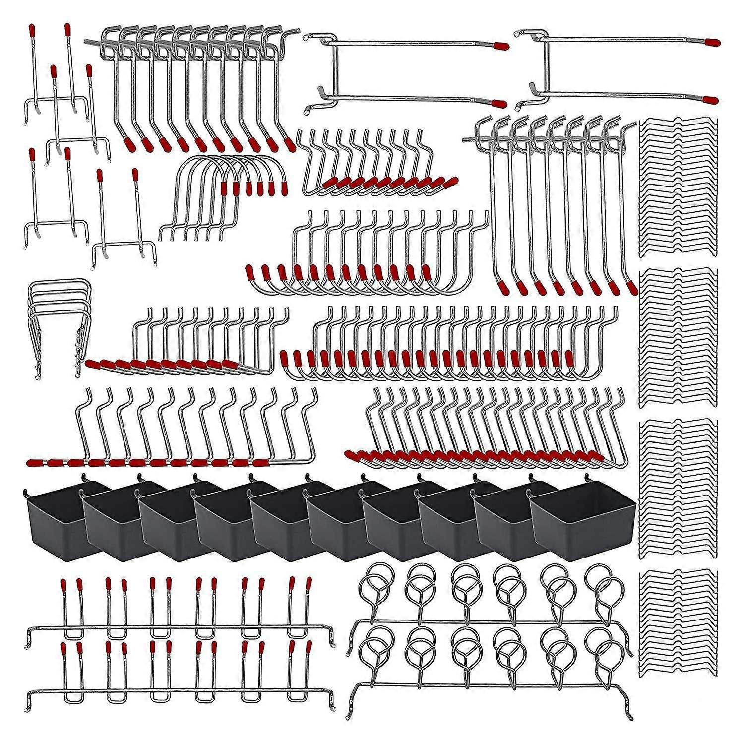 228 Pcs Hooks Assortment with Metal Hooks Sets, Bins, Peg Locks for Organizing Storage System Tools