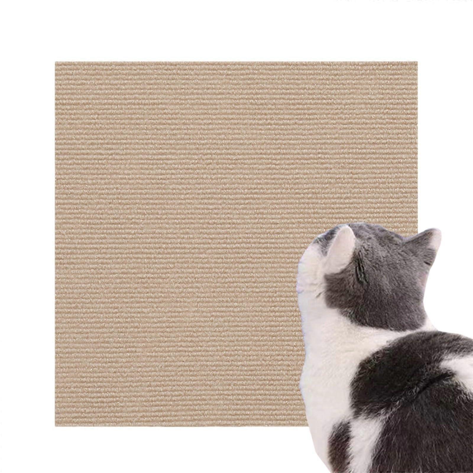 SelfAdhesive Cat Scratching Mat, Cat Scratch Carpet Protector DIY Climbing Cat Scratcher (39.423.6 inch,Khaki)