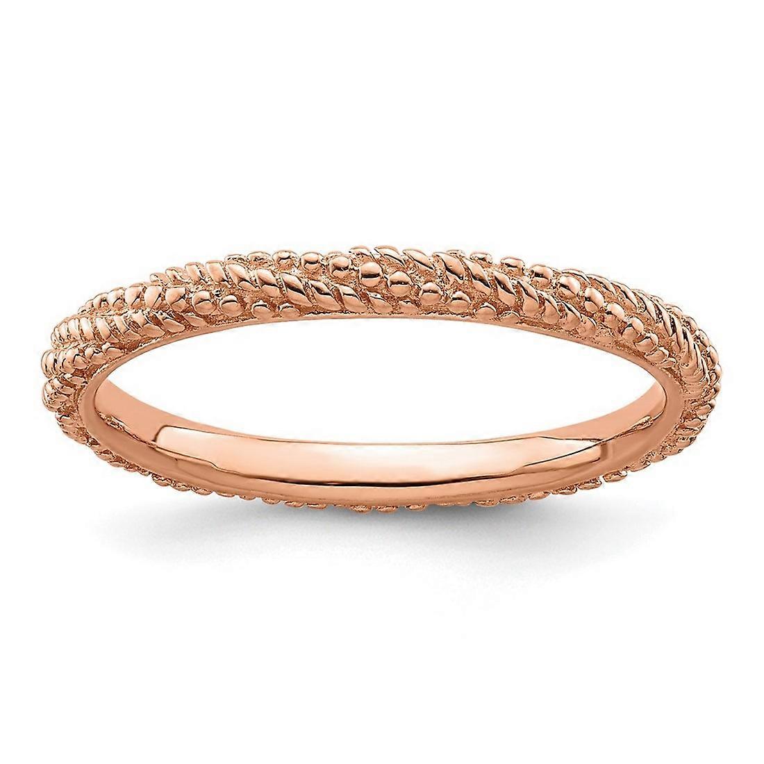925 Sterling Silver Textured Stackable Polished Rose Gold Plated Ring-Stackable-Ring for Women - Ring Size: 5 to 10