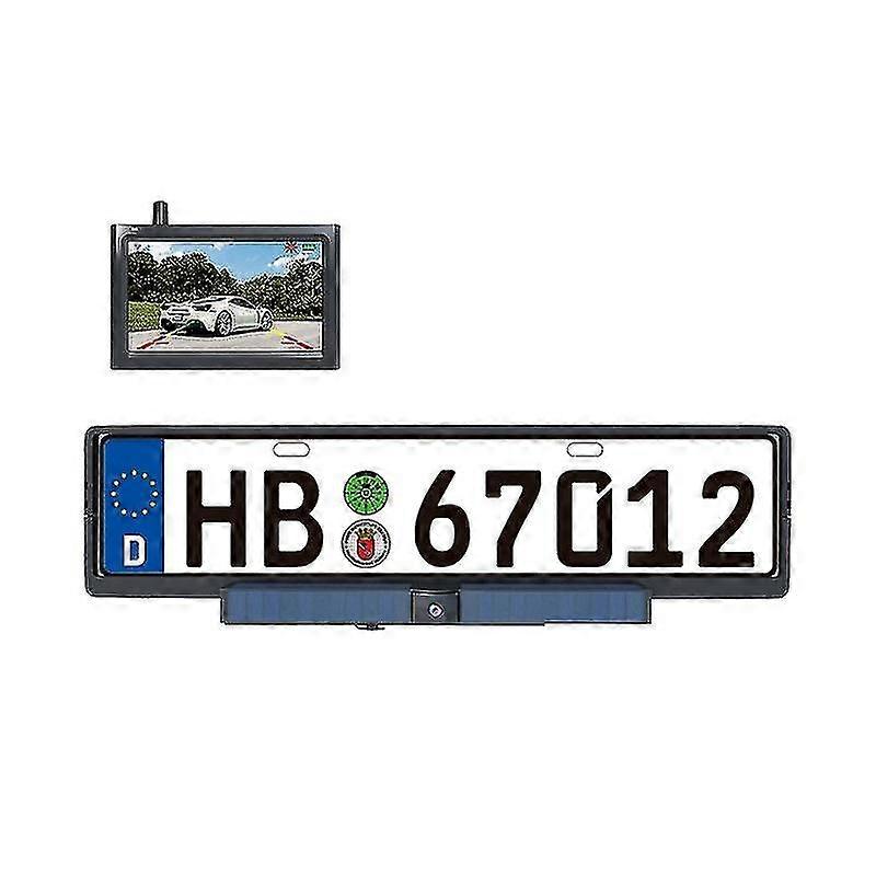 Solar Powered Rear View System Reversing Wireless Transmission Car Camera Display