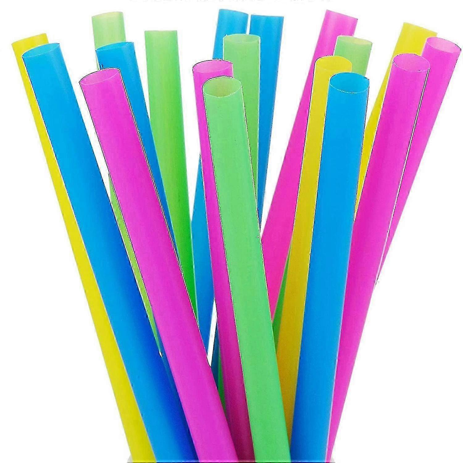 Neon χρωματιστά καλαμάκια 100pc - χοντρά πλαστικά καλαμάκια 10mm για smoothies πάρτι