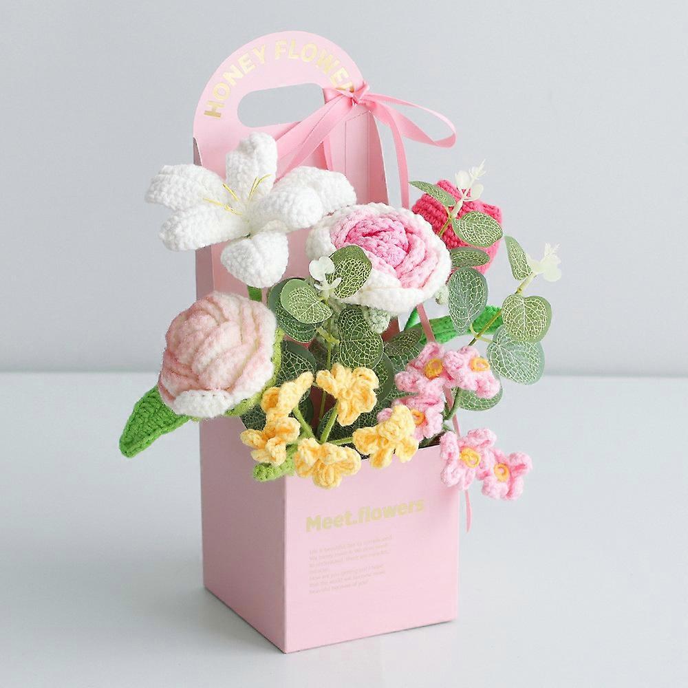 Tricoté à la main bouquet jouet un laor d’amour en fil The Charing Tricoté à la main bouquet jouet bloming avec Hanmade Delght LA4111