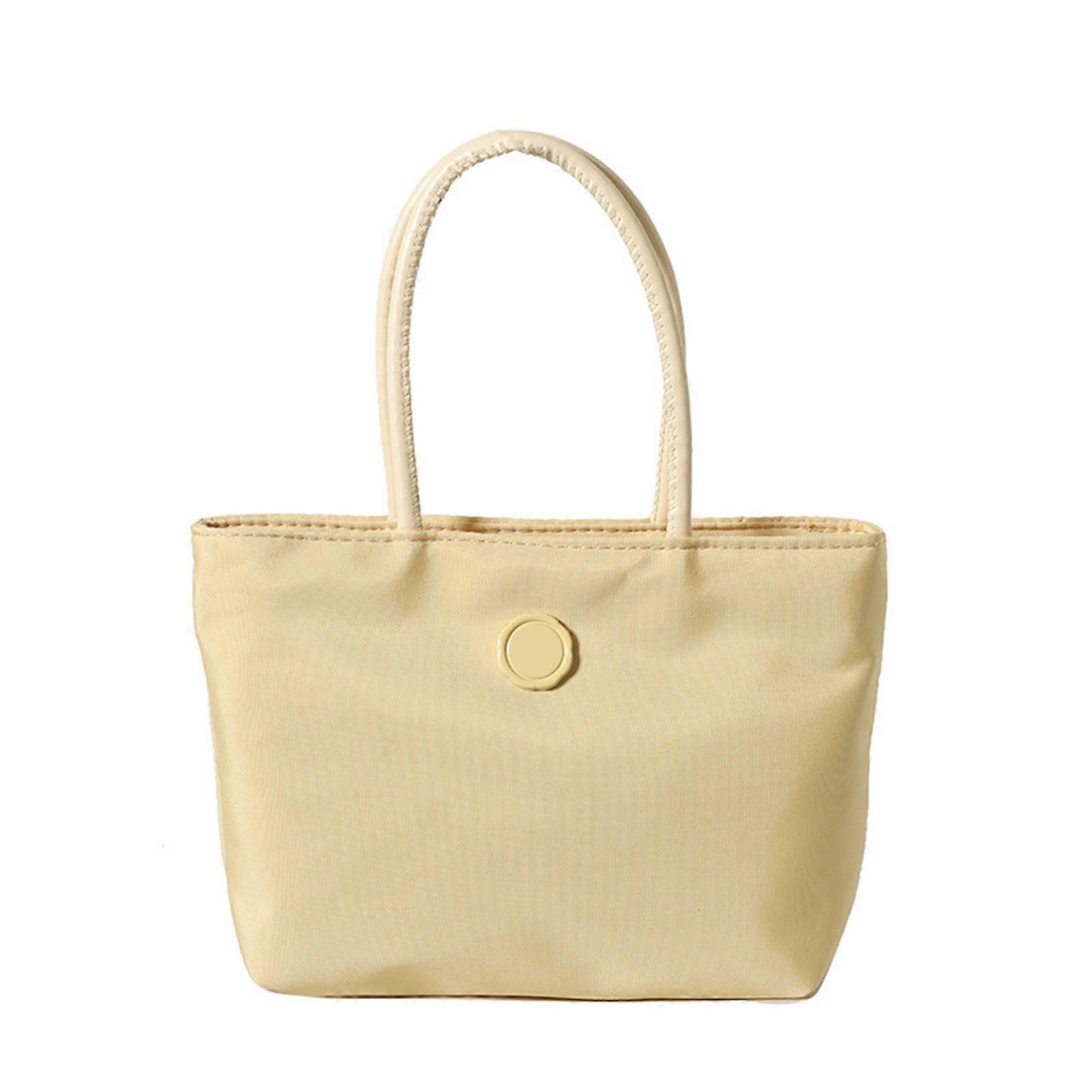 Women Commuting Bag Large Capacity Top Handle Bag Solid Color Handbag All-matching Shopping Bag Casual Everyday Bag Yellow
