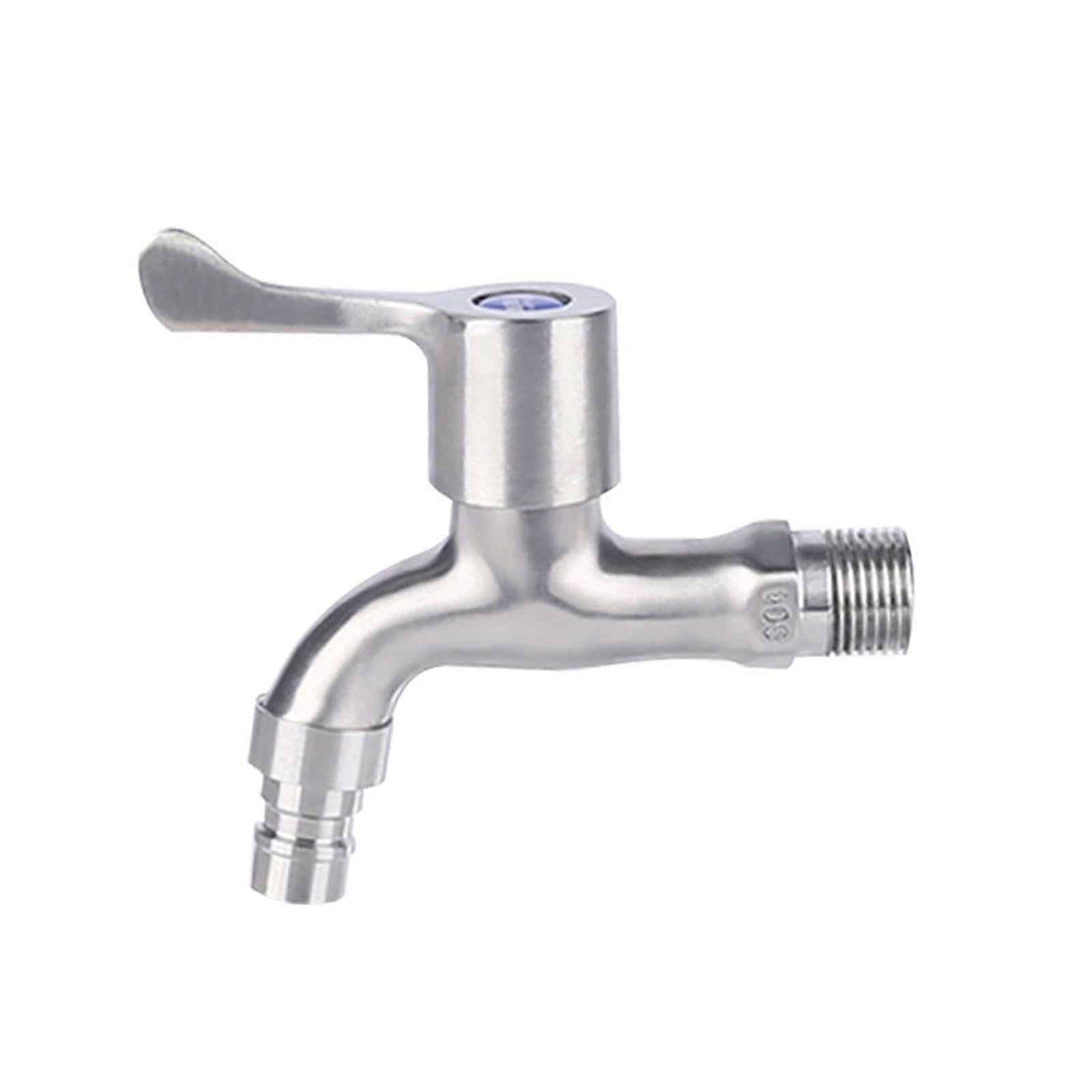 Water Faucet, Sink Water Tap Washing Machine Faucet Stainless Steel Water Tap with Single Spout & Handle,B (Color : A)