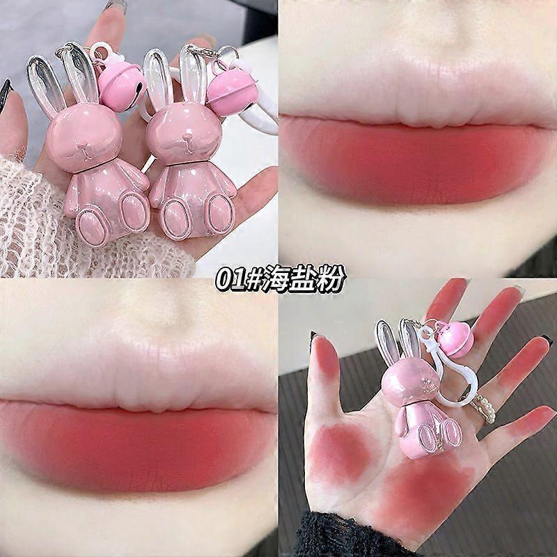 Moisturising Essence Rabbit Lip Gloss, Cute Rabbit Keyring Lipstick, Liquid Velvet Matte Liquid Lipstick, Bright Lip Glaze & Waterproof for Daily Make