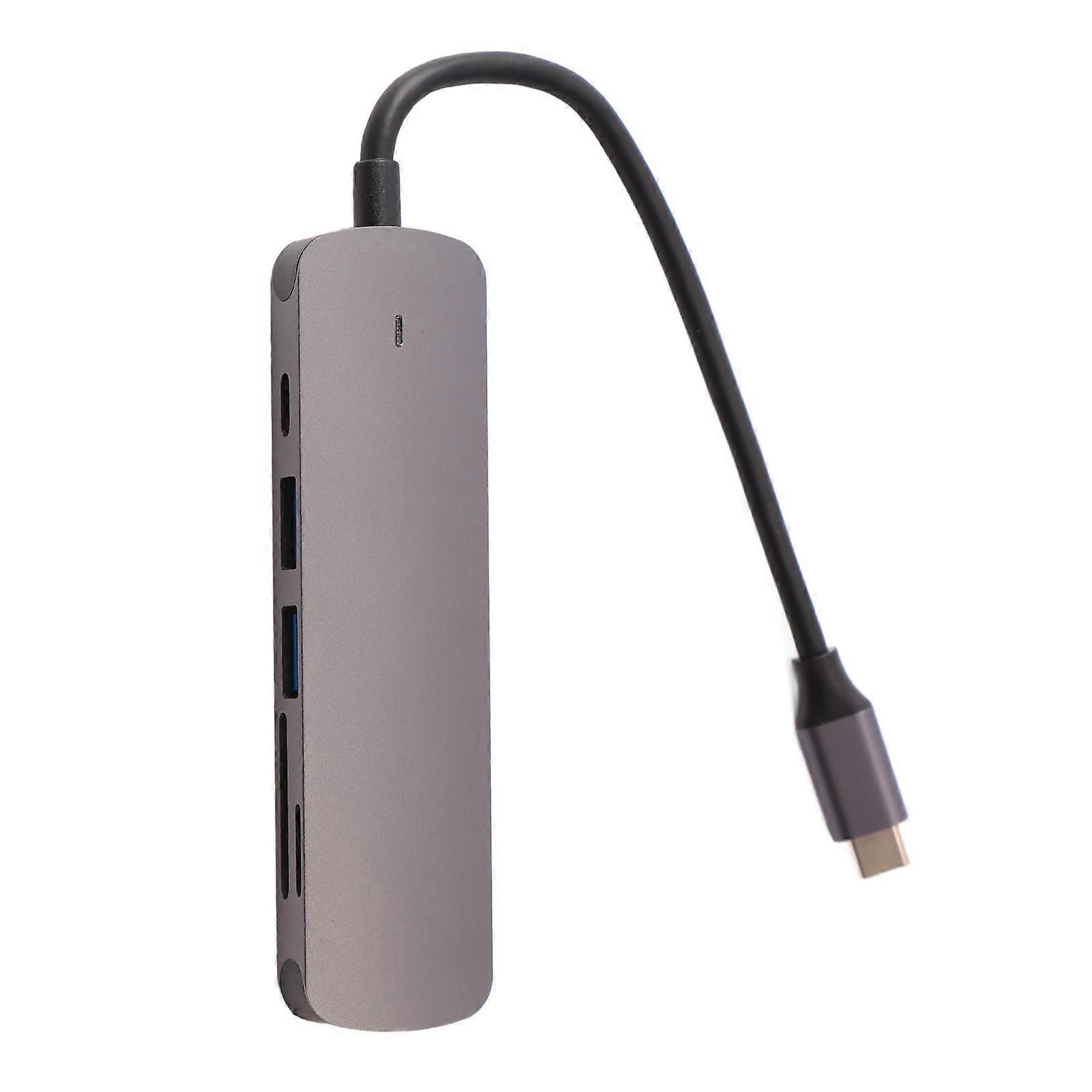 6 in 1 C Hub with PD Charging 2.0 USB 3.0 Storage Memory Card Slot HD Multimedia Interface 4K Type C Docking Station