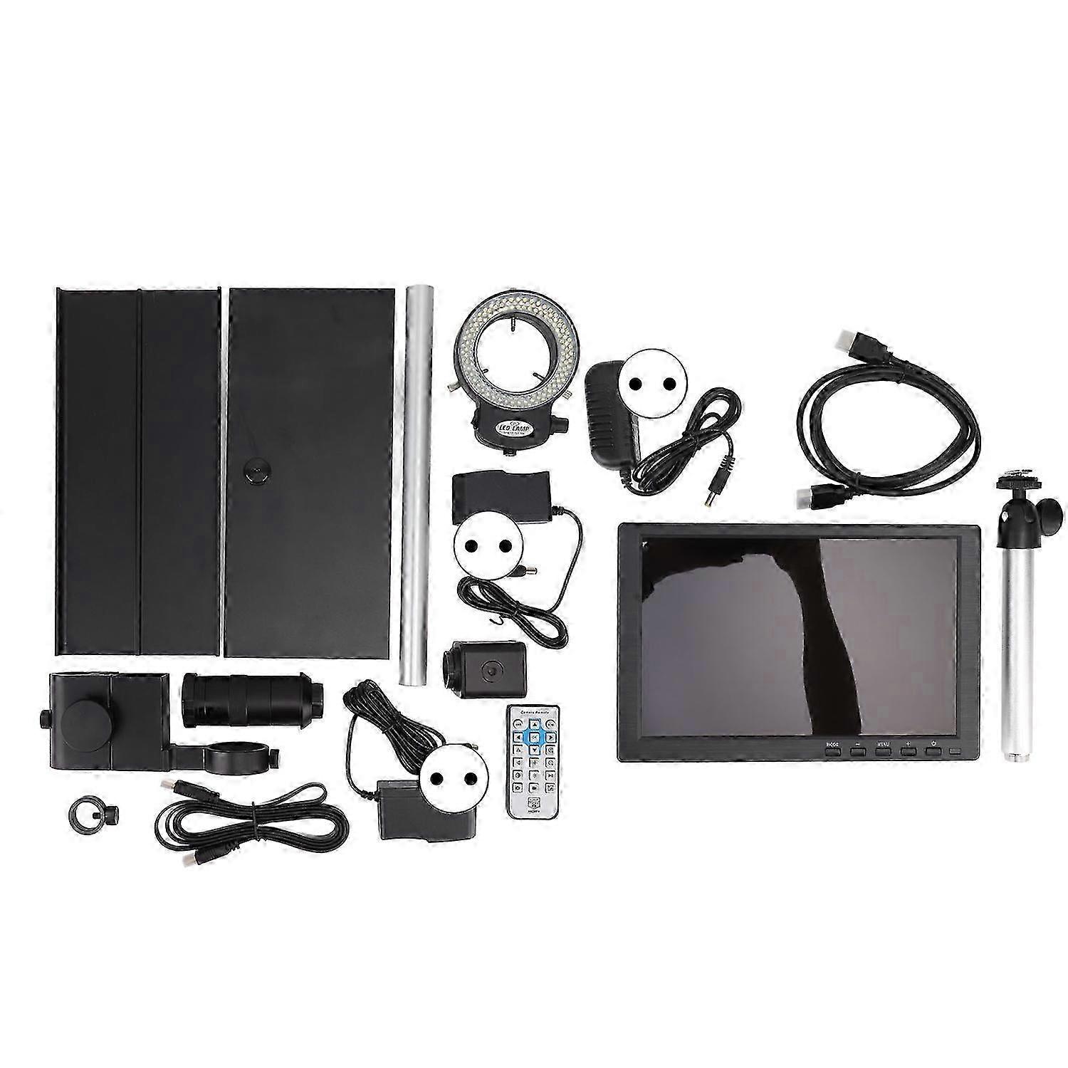 Industrial Microscope Camera 16mp Hd 100x Lens Inspection Camera With Holder Base Ring Light 100?240