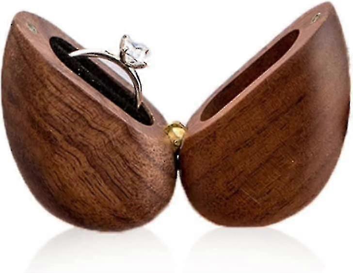 صندوق حلقة القلب مصنوع من خشب الجوز ، وسادة خاتم لاقتراح زواج الخطوبة