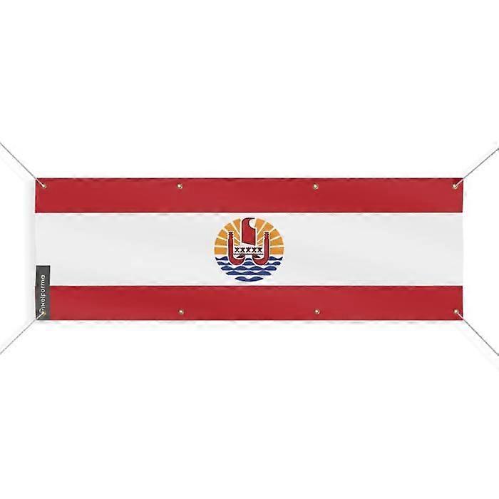 French Polynesia Flag Banner - PIXELFORMA - 70x210 cm - Durable Polyester - 8 Reinforced Eyelets