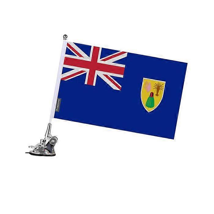 Flag - Turks and Caicos Islands - 27 x 35 cm - Suction Cup Pole - Polyester - Double-sided Print