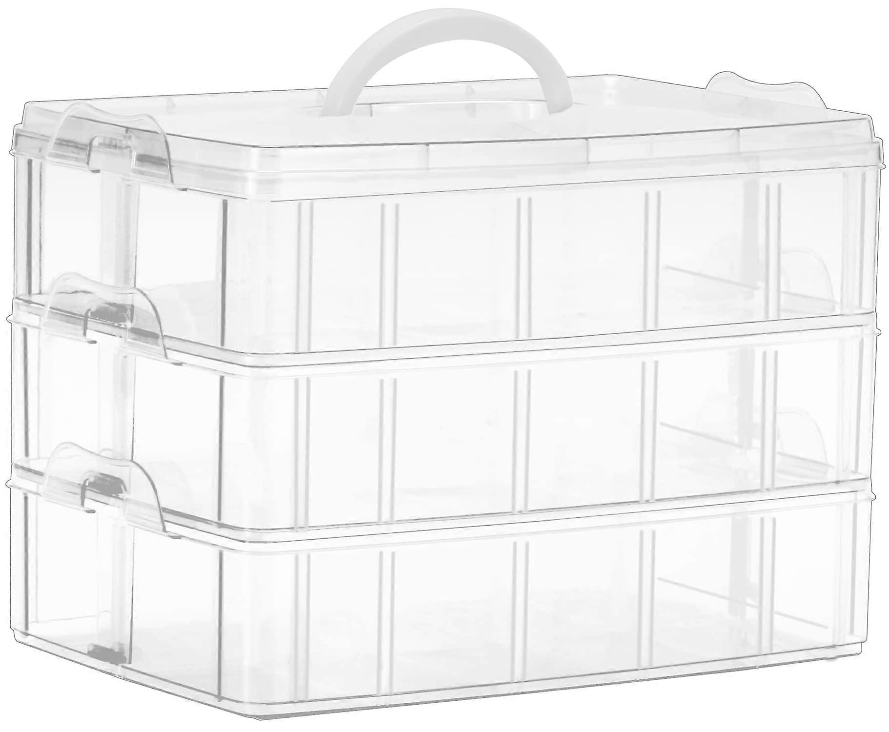 3Tier Stackable Craft Organizers with 30 Compartments for Bead, Toys, Arts