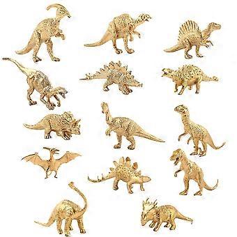 Gold Edition Dinosaur Model Set Birthday Party Dinosaur Decoration Hand-made Model Toy 14pcs