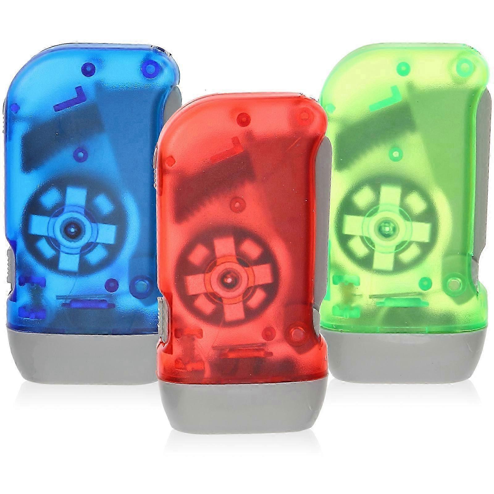 3Pcs Hand Crank Flashlight Small Flashlight Colored Flashlight 3 LED Flashlight Portable Flashlight