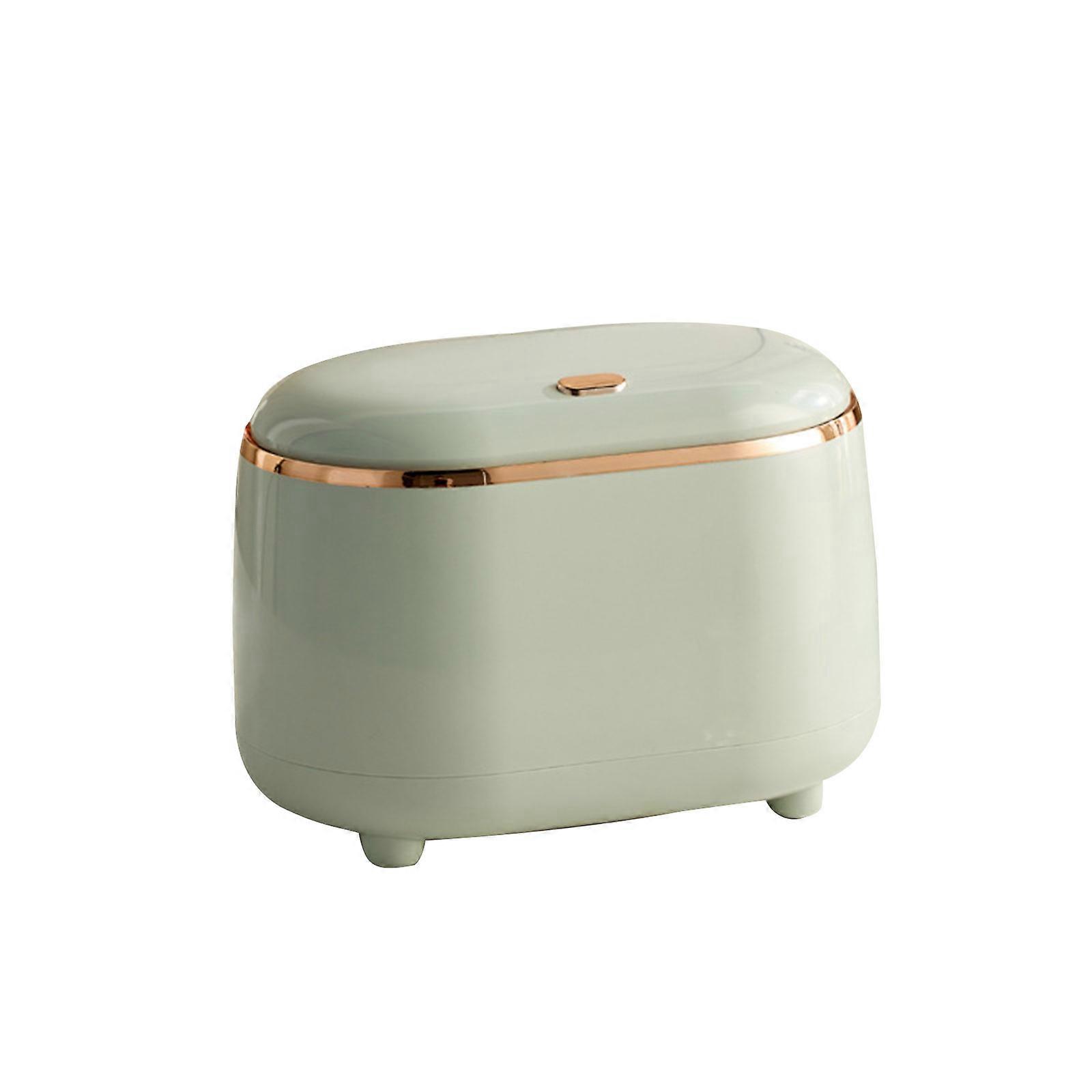 Pressing Waste Container Double-layer Table Small Storage Bucket BarrelBox Basket Garbage Bin Desktop Mini Trash Can  Light Green