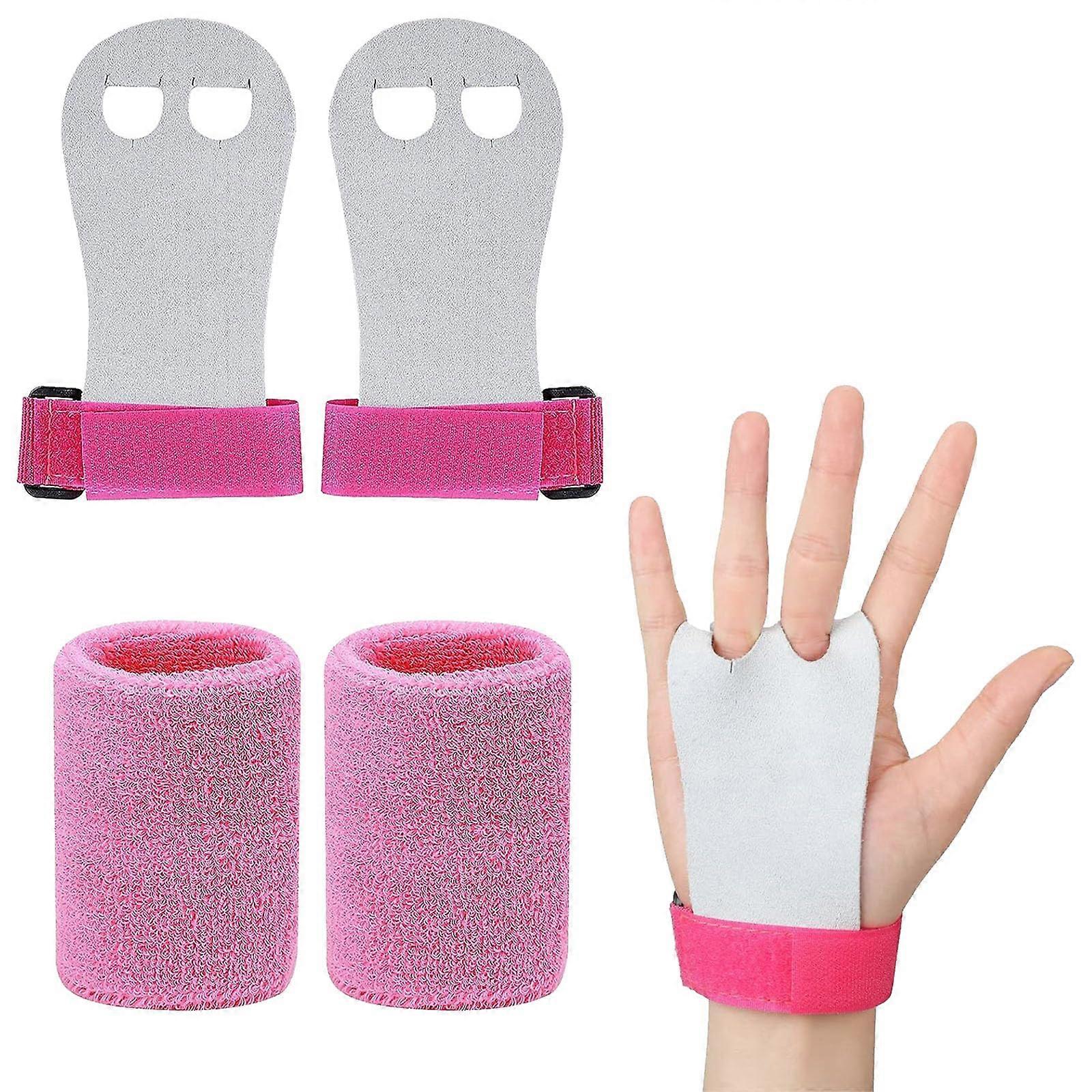 Grips For Gymnastics Pink Kids Size Grip Pads, Bar Gloves, Cross-Training Handles, Gymnastics Bracelets