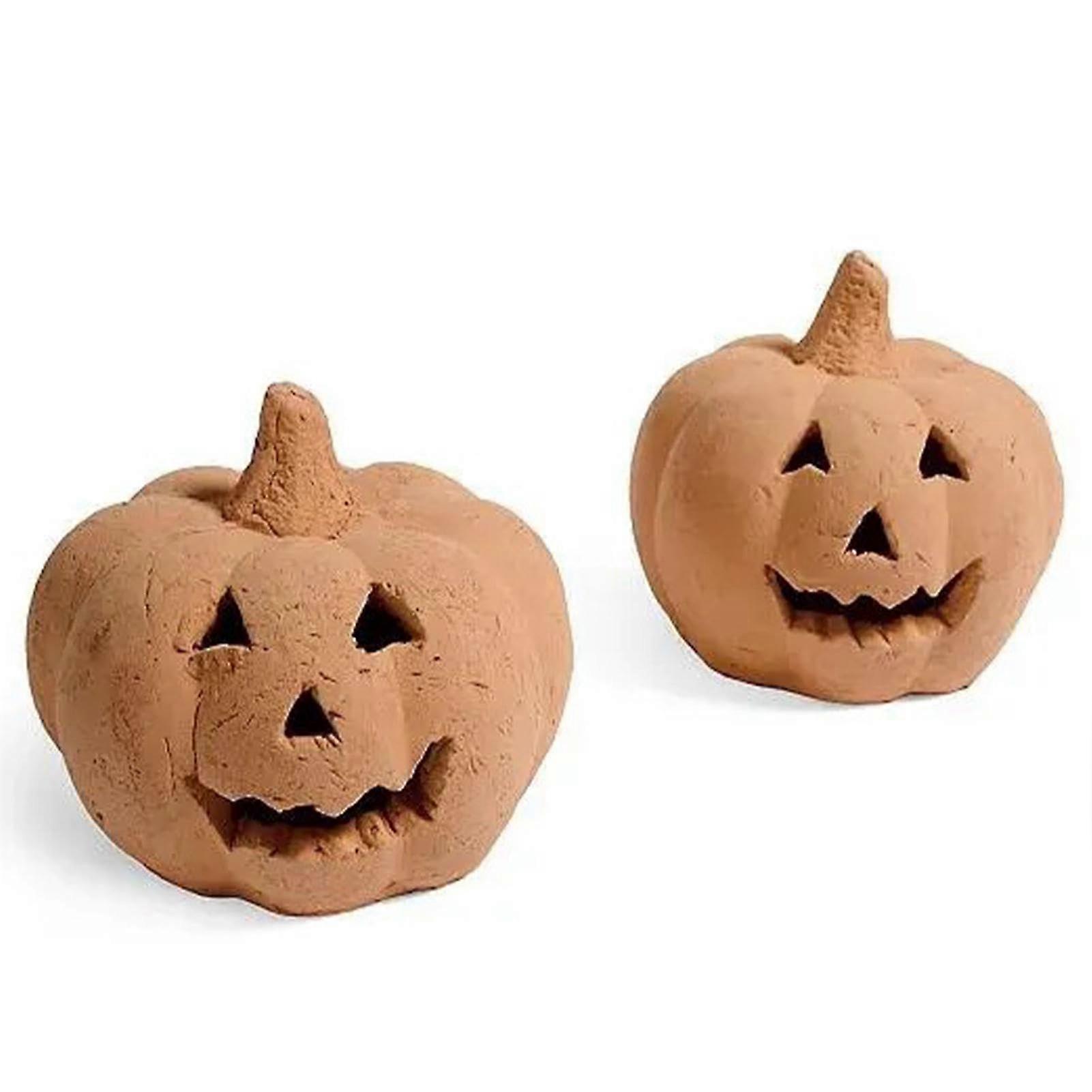 Stoneware Fire Pit Pumpkins 2 Pack 2023 Halloween Decor Durable Ceramic Fireproof Reusable Pumpkins