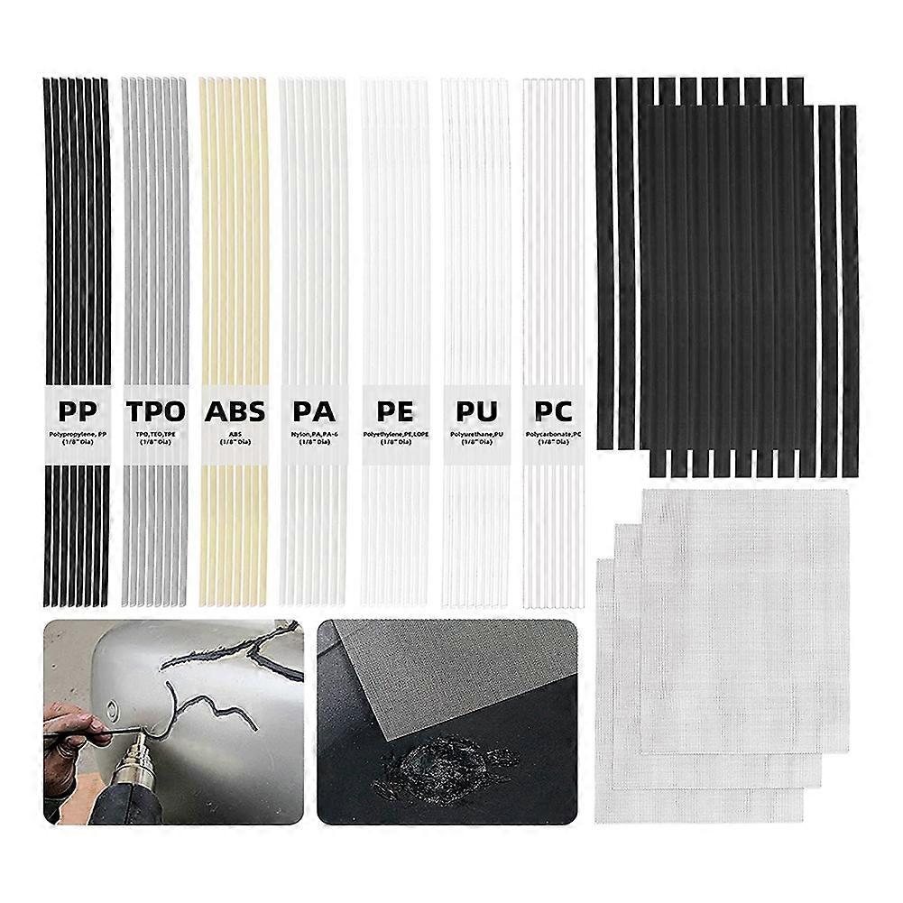 75Pcs 13 inch Plastic Welding Rods Assorted Set with Mesh