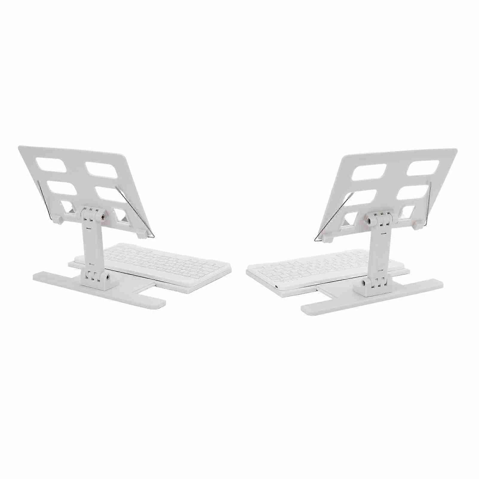 Tablet Rotating Stand Multifunctional Folding Height Adjustable Tablet Holder with BT Keyboard for Tablets Books White 