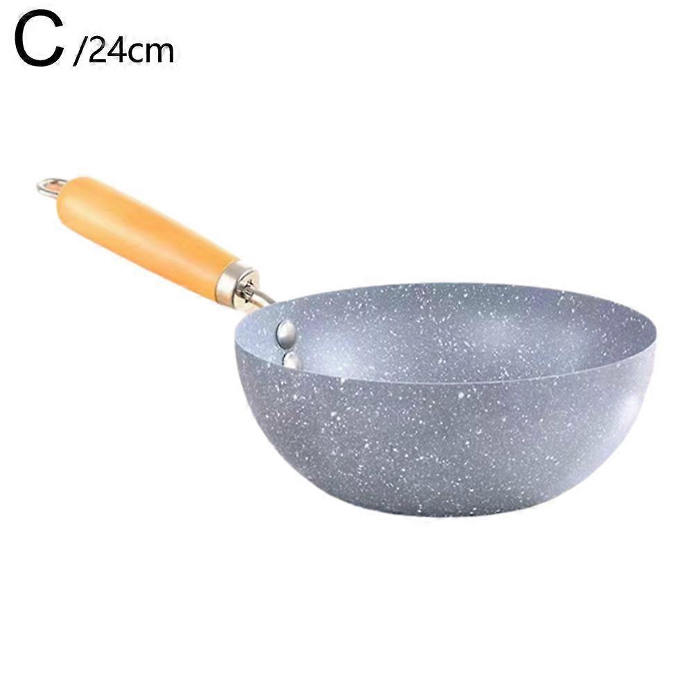 24cm wok (C)$ Non-stick small wok marble pattern non-stick petty pot household mini outdoor wok single pot small frying pan