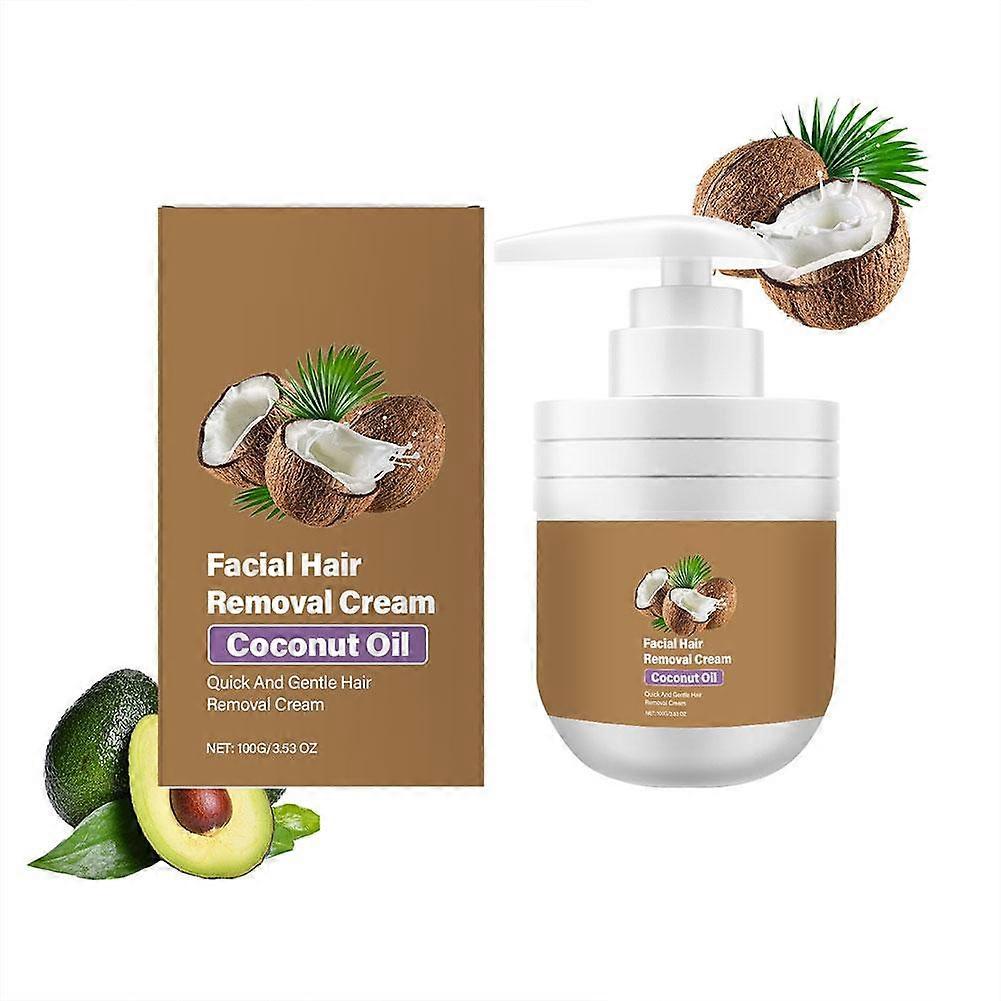 Crème dépilatoire douce pour le visage à la noix de coco Retardant la régénération des cheveux 100G