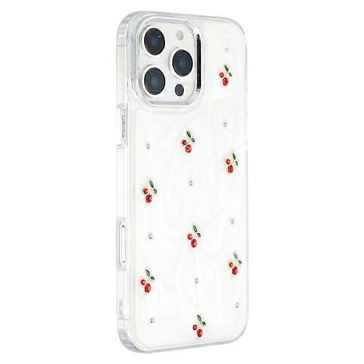 Compatible For iPhone 16 Pro Max Case 3D Epoxy Cherry Design Soft TPU Back Cover