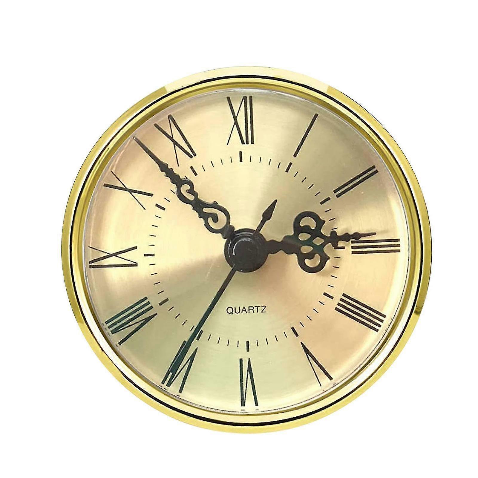 70 mm Roman Numeral Clock Insert with Gold Trim Replacement Mechanism for Miniature Clocks Suitable for Office Use