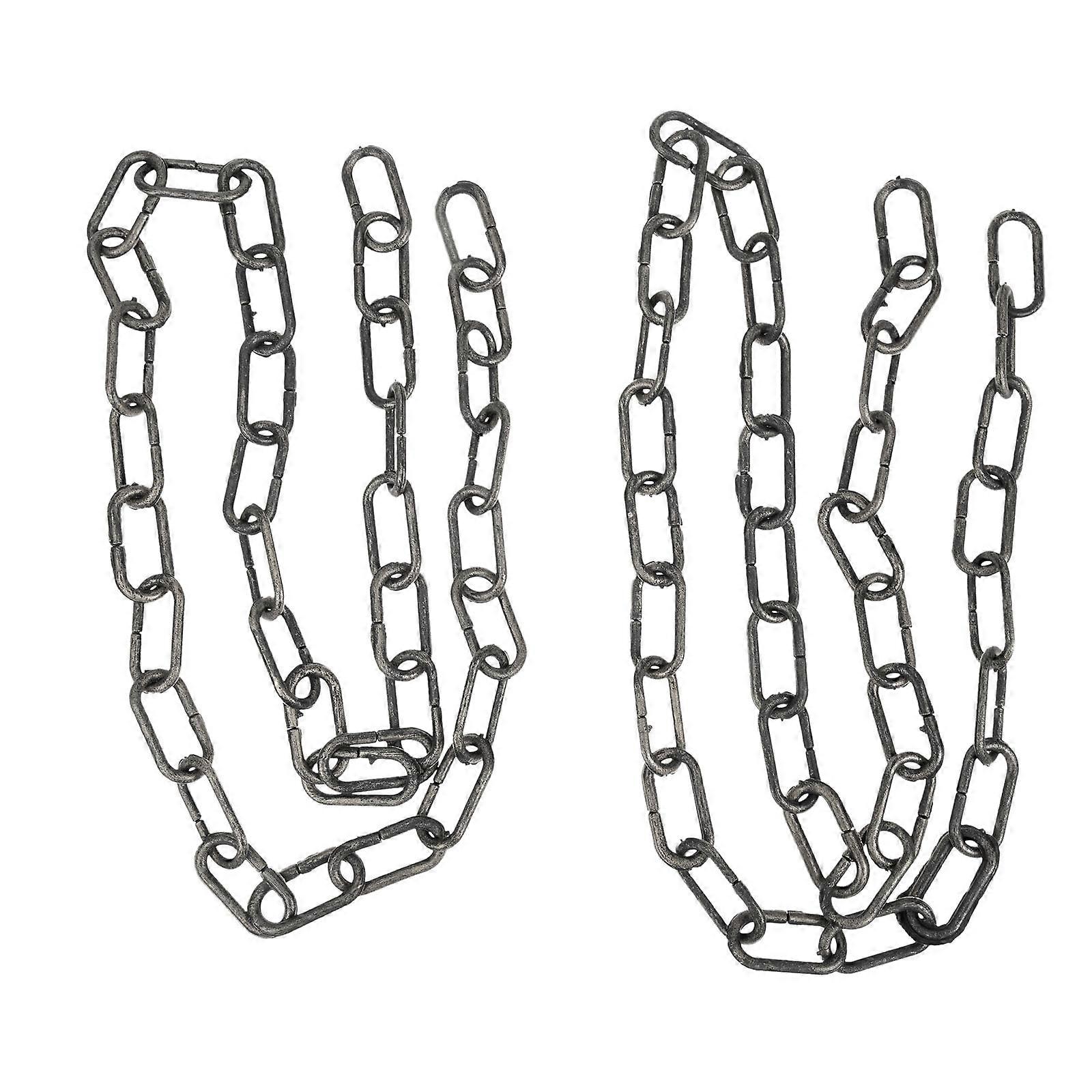 Halloween PE Iron Chain Prop, Black & Silver Fetter Decoration for Creepy Scenes & Stage Performance, Lightweight & Compact