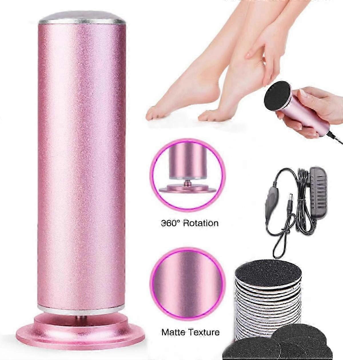 電動フットカルスリムーバー、サンディングディスク60枚付き - 痛みのないパワフル - シルバー