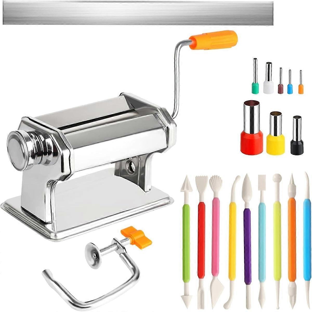 Stainless Steel Polymer Clay Roller Machine Set Includes Clay Presser Machine for DIY Craft Project