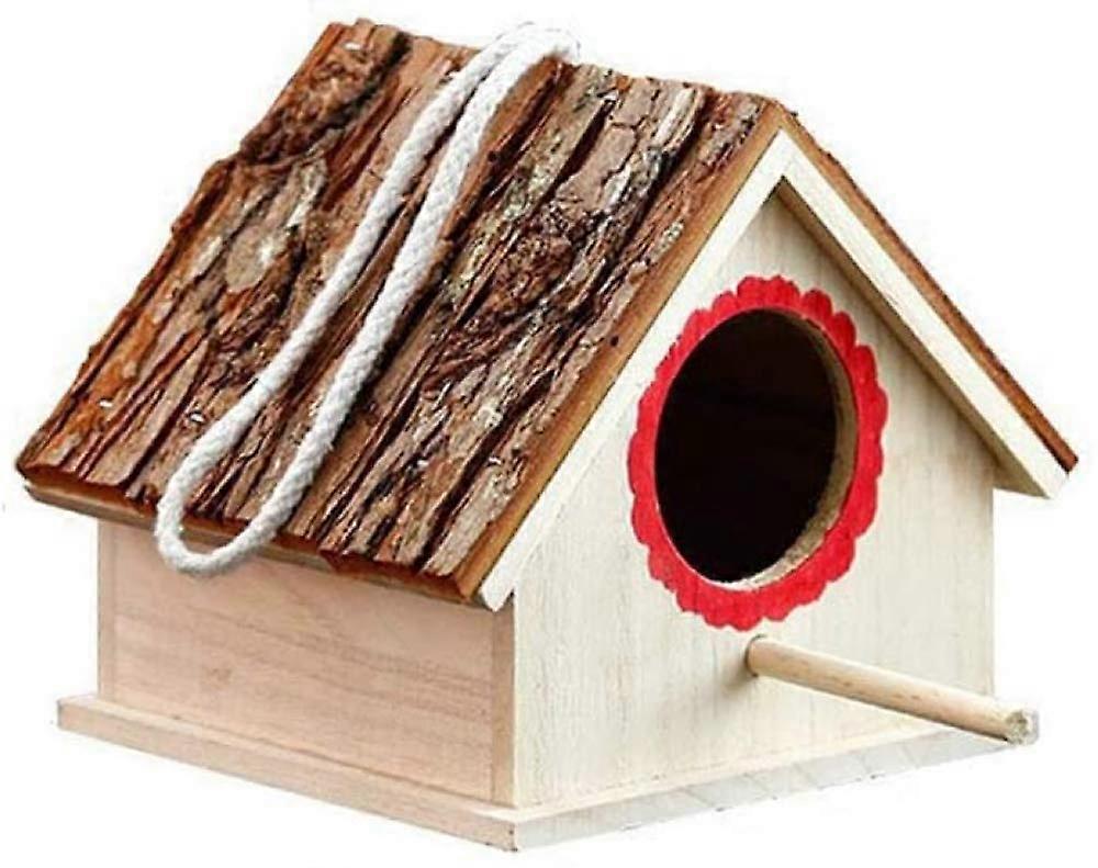 Wood Birdhouse Nesting Box for Small Birds - Suitable for Doves, Finches, Sparrows, and Hummingbirds - Natural Wooden Design