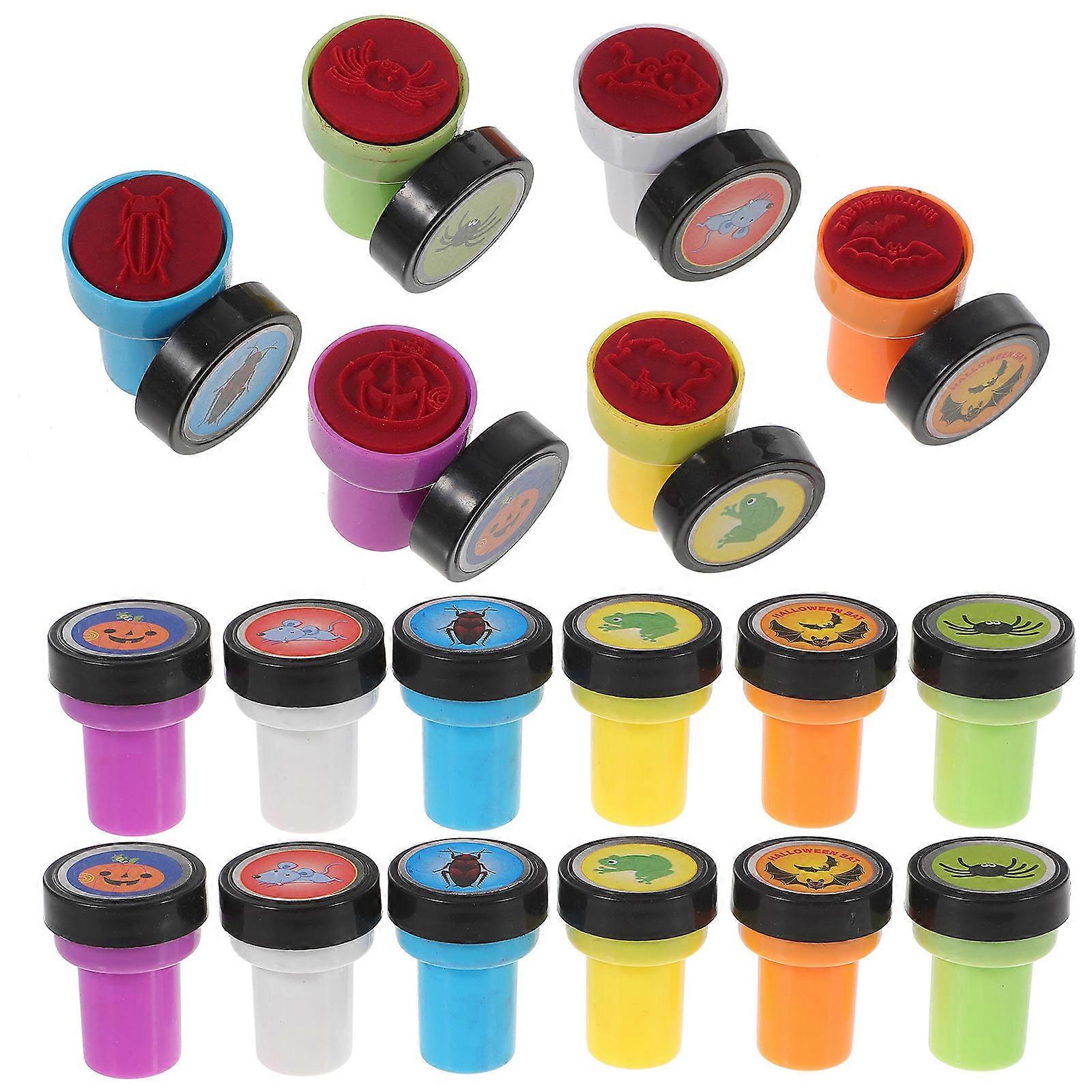 Cartoon Stampers Fun Mini Stamps For Kids Halloween Party Pumpkin Mouse Cockroach 18Pcs