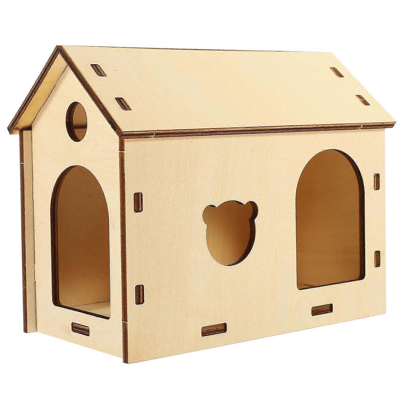 Unfinished Wooden Hamster Hideout House for Small Pets – Safe, Durable, Chew Resistant Habitat for Hamsters and Small Animals