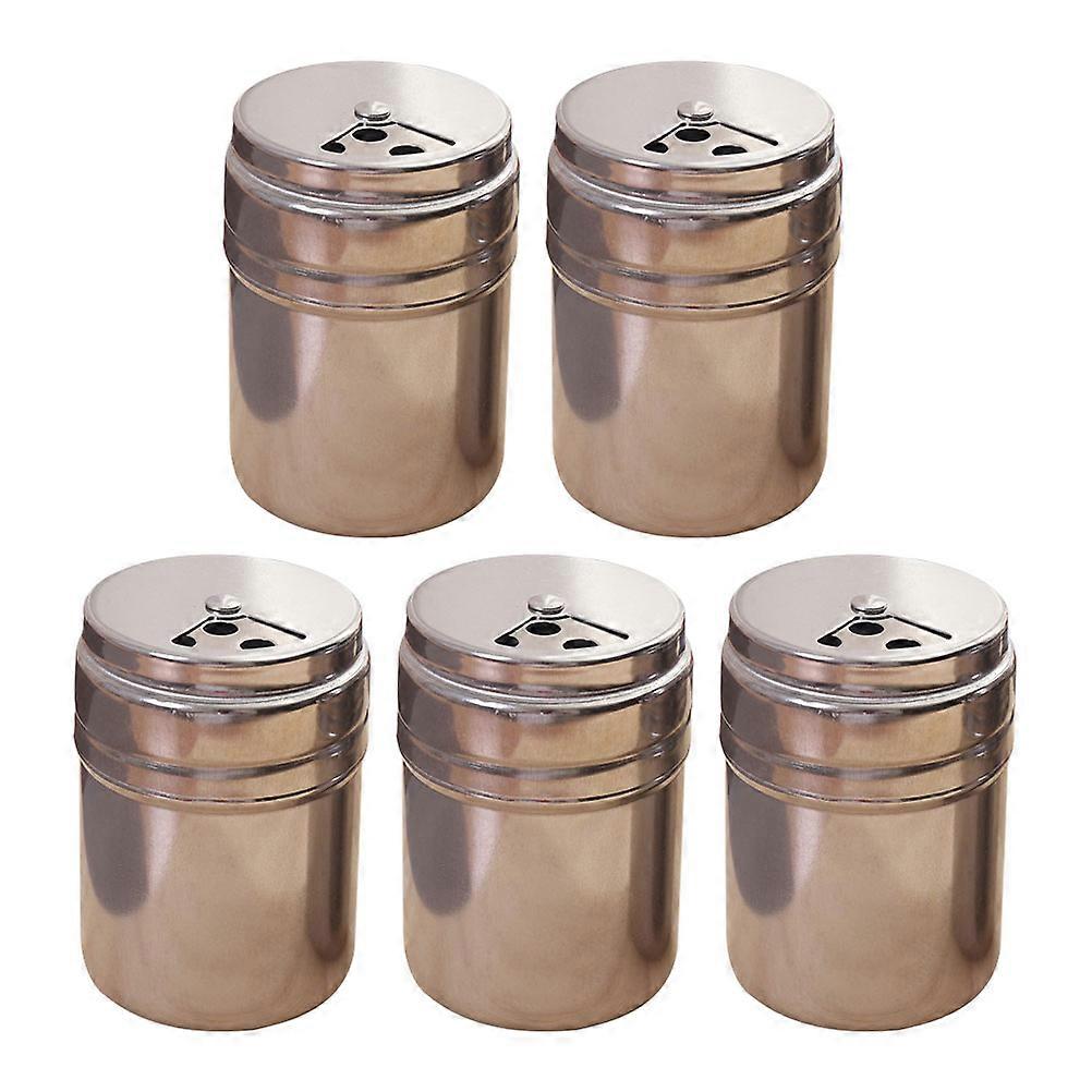 Here's a polished and product description based on your input:
**5 Piece Stainless Steel Spice Canisters Set – Empty Seasoning Containers for