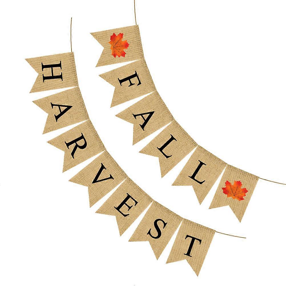 Thanksgiving Hanging Banner Fall Festival Flag Garland Swallowtail Linen Multi-Colored Party Decoration 1Set