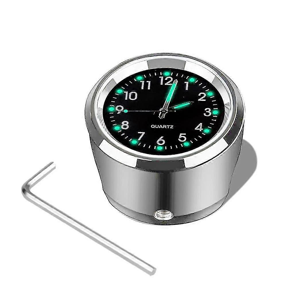 Waterproof 7/8" Motorcycle Handlebar Clock with Luminous Dial - Aluminum Quartz Bike Accessory Chrome Mount