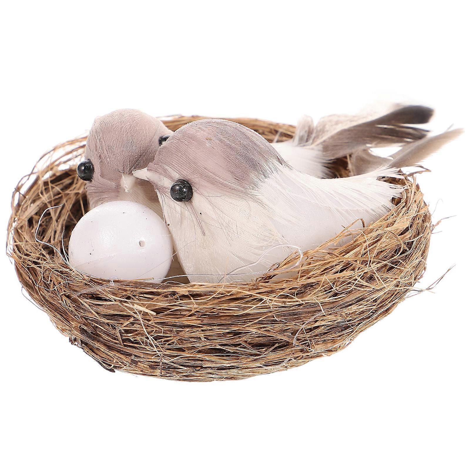Nest Decoration Artificial Bird Nest Set Plant Decor Assorted Color 9x7cm 1Set