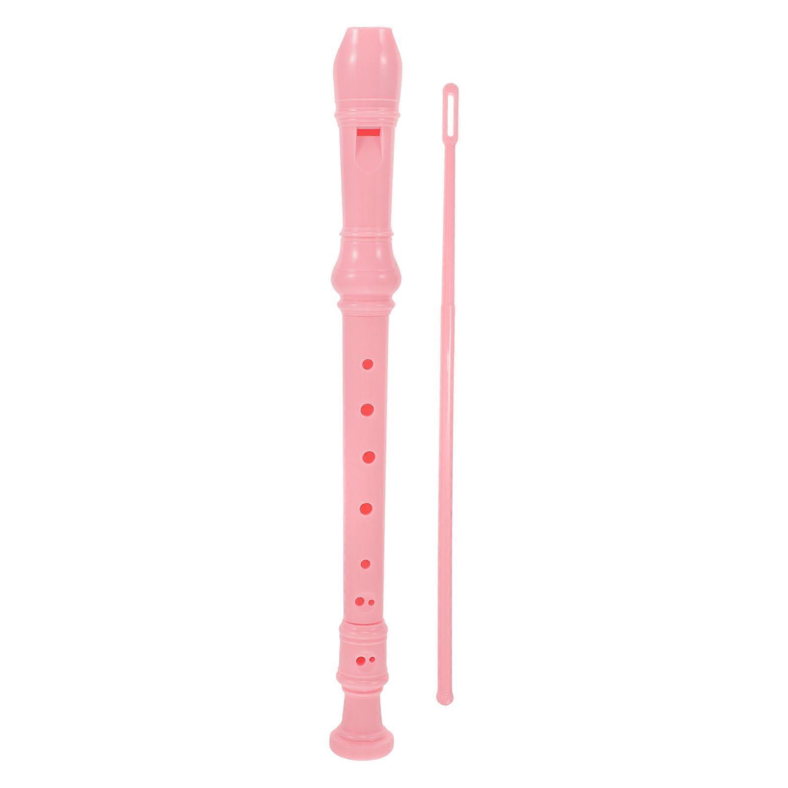 Plastic Recorder Soprano 8 Holes Instrument Beginners Learning Pink Color Easy to Learn 1 Set