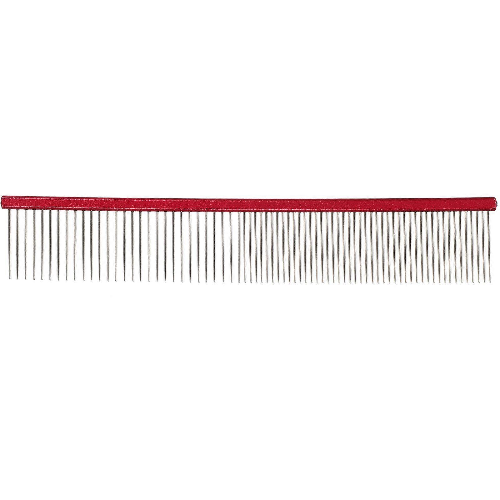 Portable Metal Hair Comb Dog Comb Pet Care Simple Design Red 19X3.5X0.2CM Eliminates Tangles 1Pack