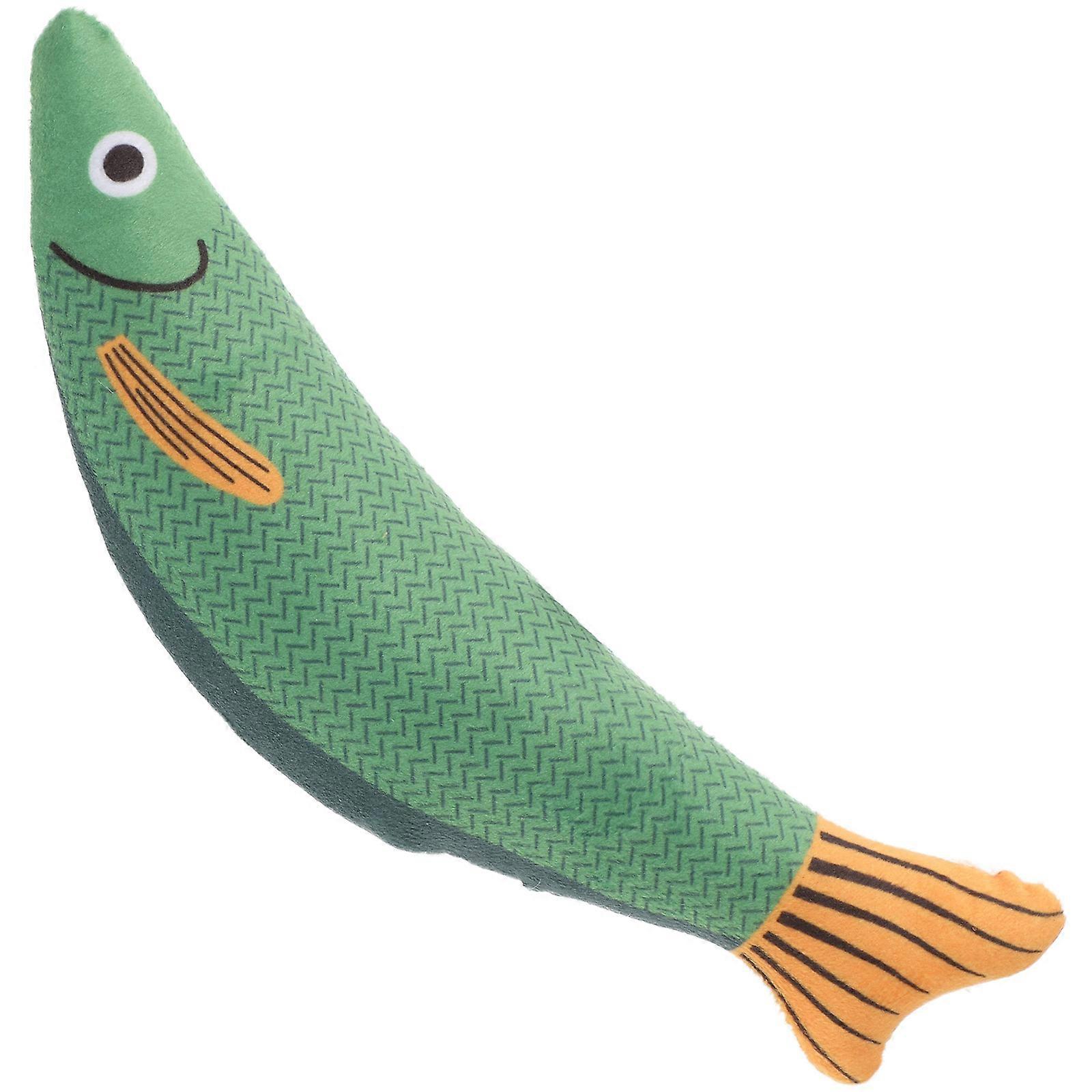 Pet Catnip Toys Cat Stuffed Fish Green 24x5cm Carrying Around 1Set